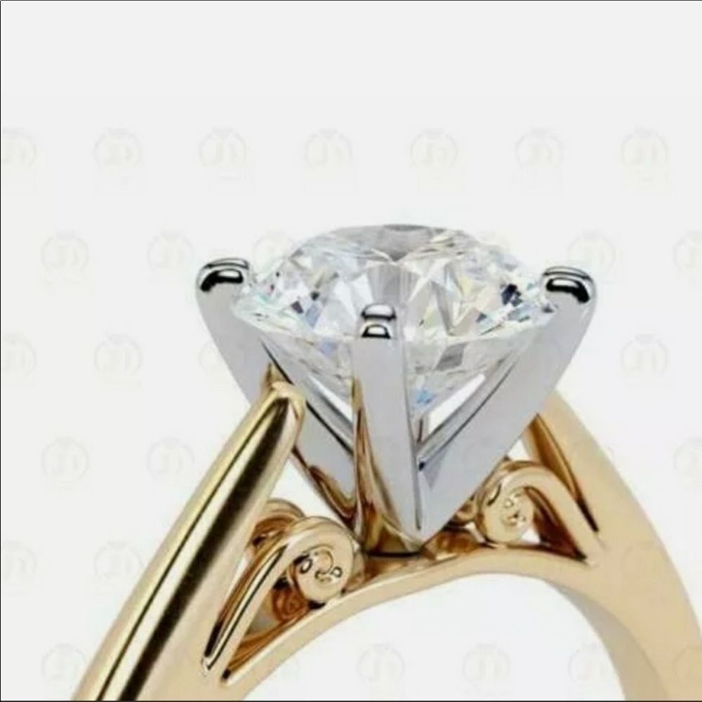 14k Yellow Gold 2Ct Moissanite Diamond Ring Retail $3,500